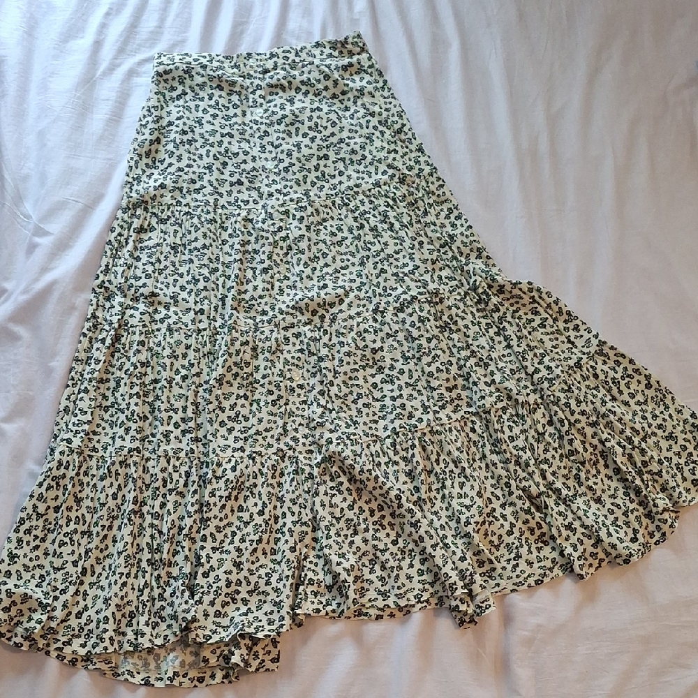 Scotch & Soda Cream Maxi Skirt with Black Spot Print